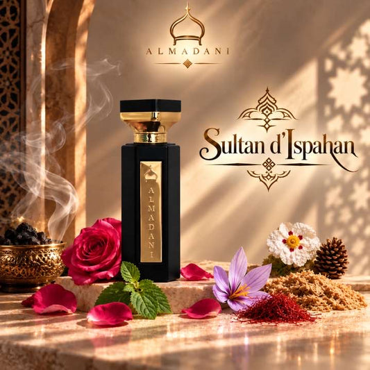 N°21 Sultan d'Ispahan – extrait de parfum homme boisé et oriental, 50 ml, flacon noir – AL MADANI