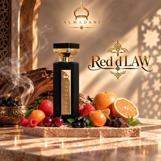 N°08 Red D. Law – extrait de parfum homme chypré et fruité, 50 ml, flacon noir – AL MADANI