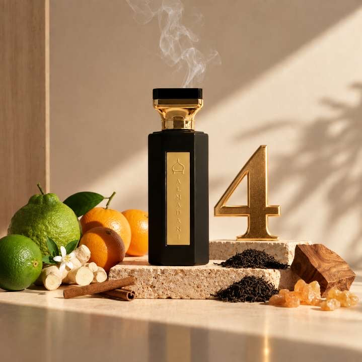 N°04 Esprit Libre – extrait de parfum homme hespéridé et boisé, 50 ml, flacon noir – AL MADANI