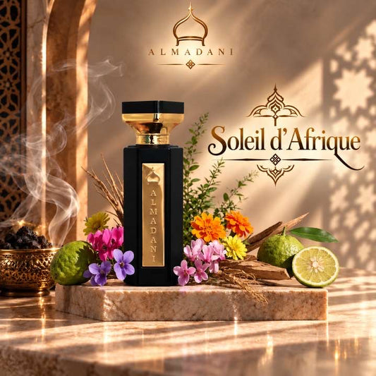 N°06 Soleil d'Afrique – extrait de parfum homme boisé et floral, 50 ml, flacon noir – AL MADANI