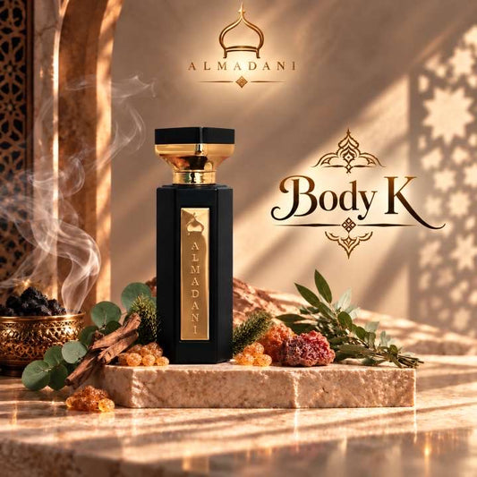 N°16 Body K – extrait de parfum homme oriental et épicé, 50 ml, flacon noir – AL MADANI