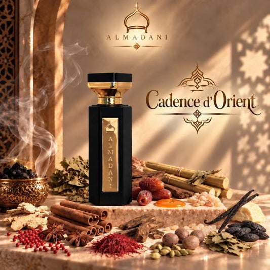 N°26 Cadence d'Orient – extrait de parfum homme boisé et gourmand, 50 ml, flacon noir – AL MADANI
