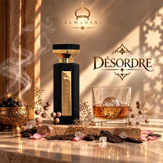 N°13 Désordre – extrait de parfum homme boisé et liquoreux, 50 ml, flacon noir – AL MADANI