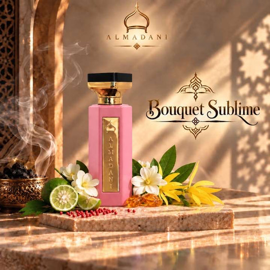 N°18 Bouquet Sublime – extrait de parfum femme floral et oriental, 50 ml, flacon rose – AL MADANI