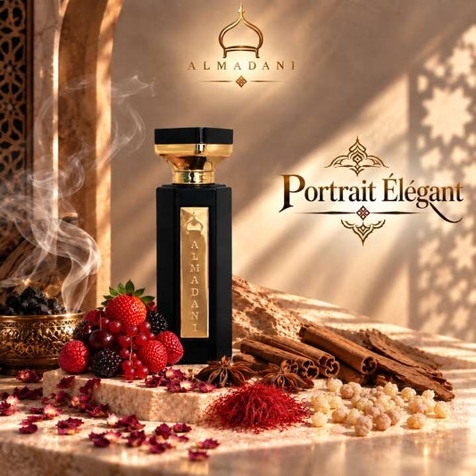 N°24 Portrait Élégant – extrait de parfum homme chypré et floral, 50 ml, flacon noir – AL MADANI