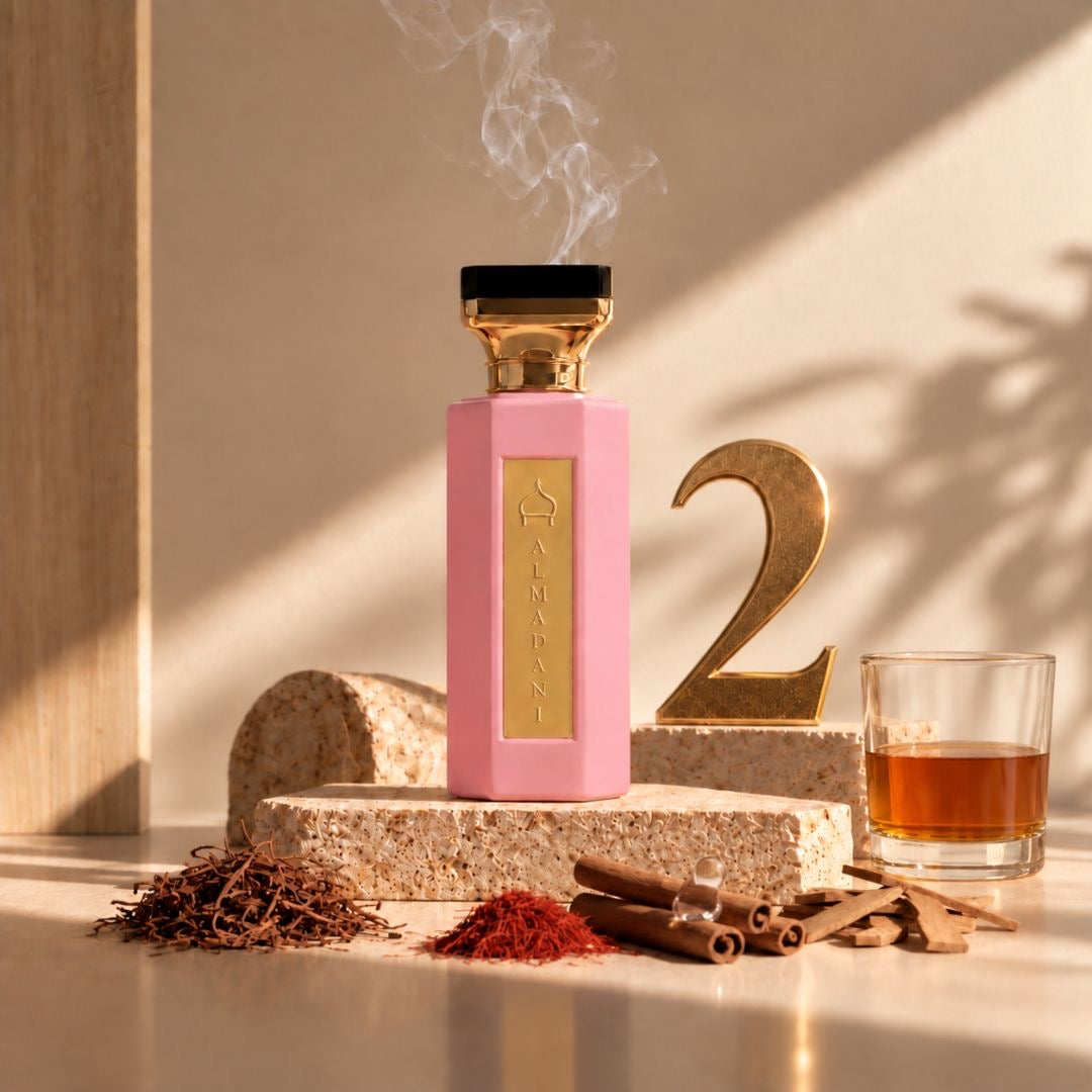 N°02 Effet Secret – extrait de parfum femme boisé et oriental, 50 ml, flacon rose – AL MADANI